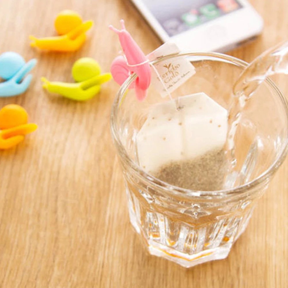 5Pcs / 6 Pcs Set Snail Silicone Tea Brewer Cup Edge Pendant Bag Holder Differentiated Label Hanging | Дом и сад