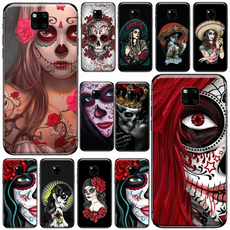 

Skull tattoo art girl horror Phone Case For Huawei Mate 9 10 20 Pro lite 20x nova 3e P10 plus P20 Pro Honor10 lite cover funda