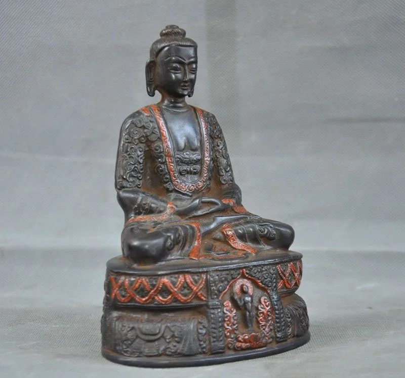 

wedding decoration Tibet Buddhism bronze Meditate Sakyamuni Shakyamuni Amitabha robe Buddha statue