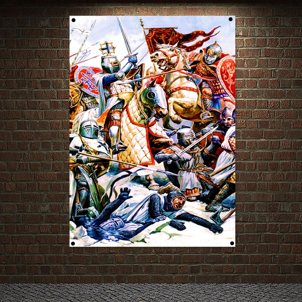 

Knight Templar Order Flag Painting Wall Art Crusaders Posters Wall Hanging Custom Vertical Banner Brass Metal Holes Grommets X7