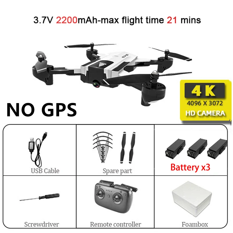 White 4K 3B SG900 Wifi Радиоуправляемый Дрон с 720P 4K HD Двойная камера gps слежение за мной Квадрокоптер FPV Профессиональный беспилотник долгий срок службы батареи игрушка для детей - Цвет: White 4K 3B