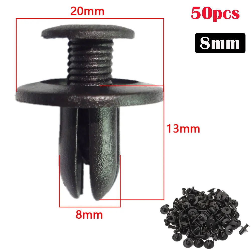 

10/25/50 шт., автомобильный крепеж для бампера, отверстие 8 мм, автомобильный крепежный зажим, заклепка, фиксатор, крышка двигателя, зажим для обшивки двери автомобиля, панель для Nissan