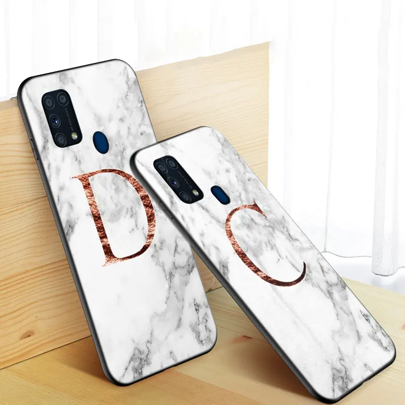 Матовый мраморный чехол с буквой A L для Samsung M12 M32 M21 M51 M52 M11 M30S M31S Note 10 Lite 20 Ultra J2 J6 J8 2018