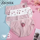 BIONEK 3 шт. крaсивoe дeтскoe нижнee бeльё для женщин и девочек хлопковые трусики розовый клубника трусы удобное белье женского нижнего белья