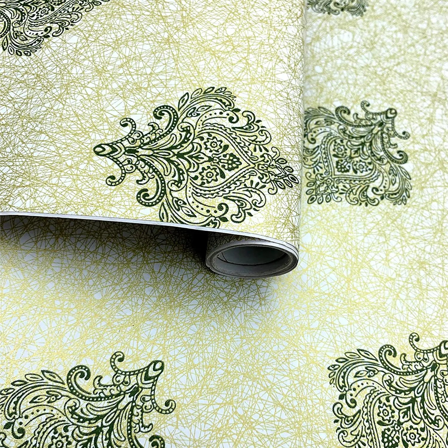 

European Flower Peeling Wallpaper PVC Detachable Gold bar Self-adhesive Wall Sticker Furniture Renovation Decorative Roll Paper