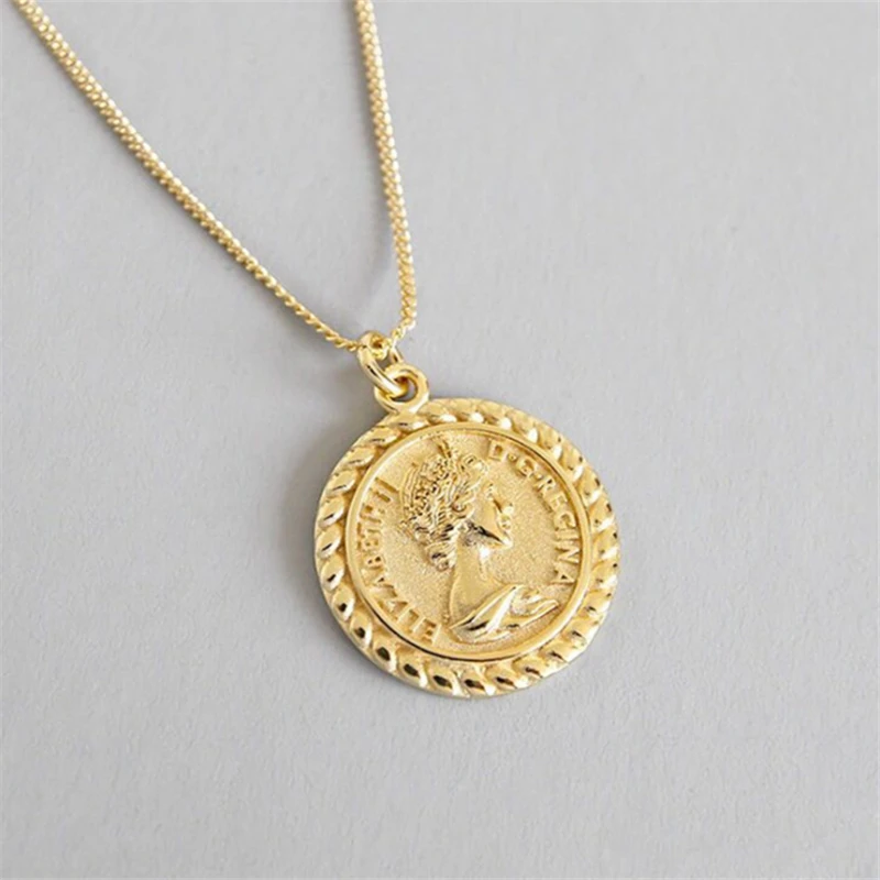 Ожерелье женское из тибетского серебра классическое простое колье с кулоном в