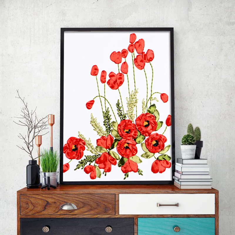 DIY ленты для вышивки с цветами декоративные Картины рукоделия вышивка крестом