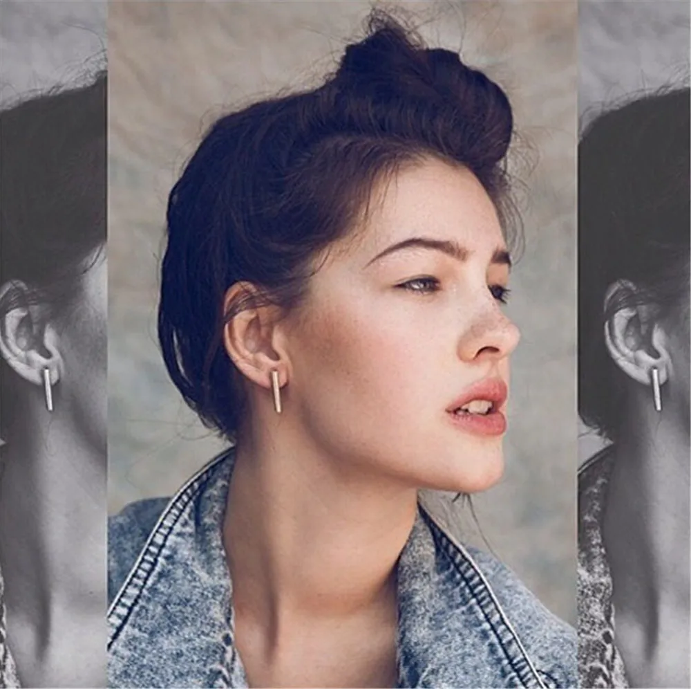 2019 модные простые серьги в стиле панк с Т образным ремешком для женщин гвоздики