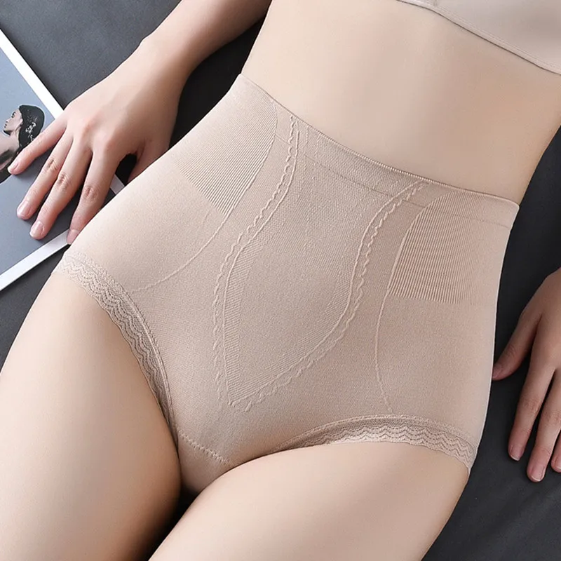 

Женские трусики с высокой талией, бесшовные однотонные антибактериальные трусики большого размера, шорты для живота, дышащее нижнее белье
