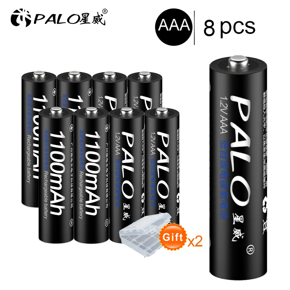 8 шт. PALO 1100 мАч 1,2 в Ni-MH AAA аккумуляторная батарея aaa батарея 3A аккумуляторная батарея 3a батарея для камеры, игрушки