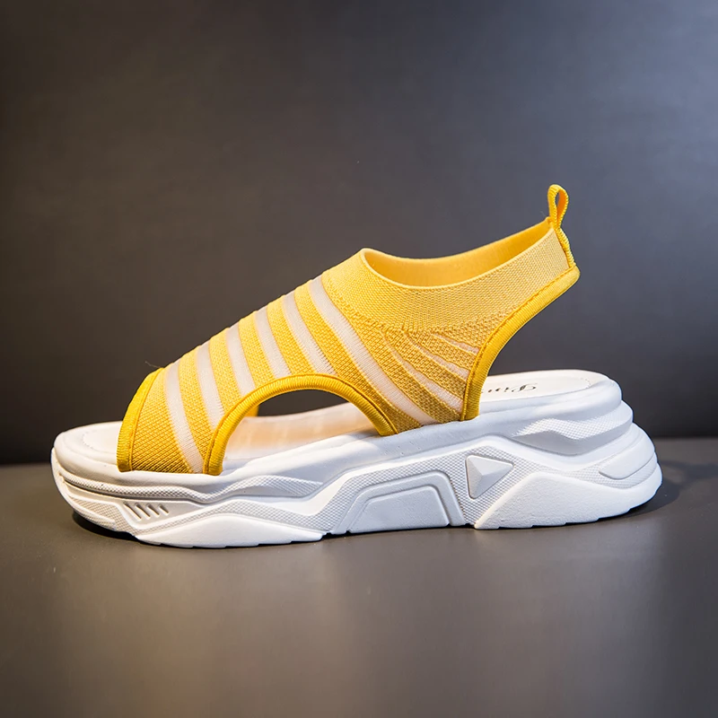 Сандалии женские с открытым носом босоножки на толстой подошве дышащая сетчатая