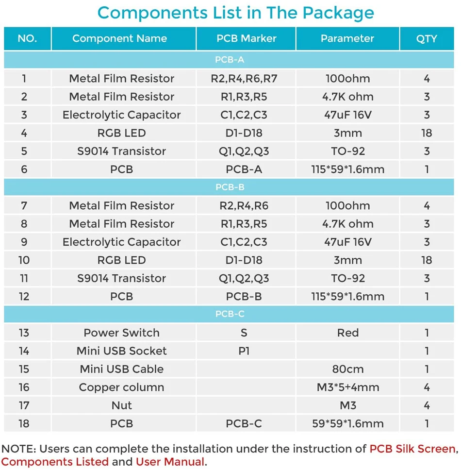 DIY электронные сигареты Kit 7 цветов 3D Рождественская елка светодиодный