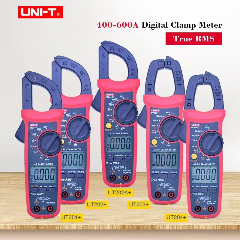 True RMS цифровой клещи UNI T UT201 + UT202 UT202A UT203 UT204 AC DC напряжение переменного тока тестер