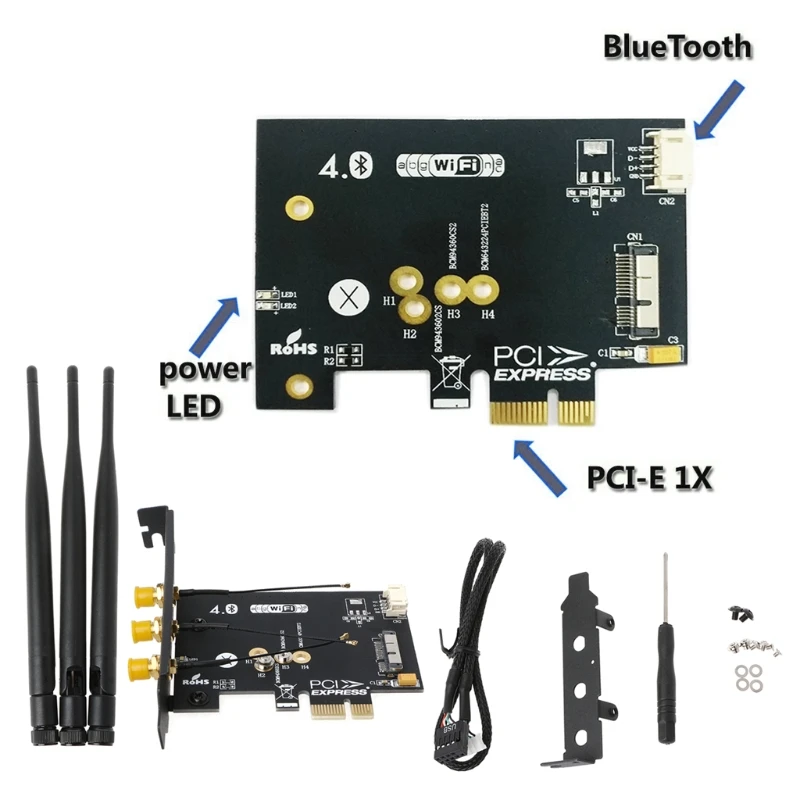 Wi Fi + Bluetooth 4 0 Беспроводная карта к Мини PCI E 1X адаптер для ПК/Hackintosh|Платы расширения|