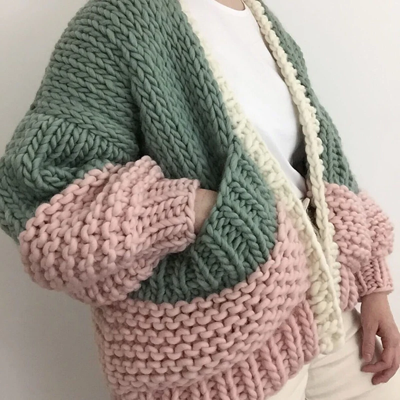 Boho Inspired HANDMADE cardigan puff sleeve plus size women warm winter cardigans sweaters new fashion knitwear outwear |