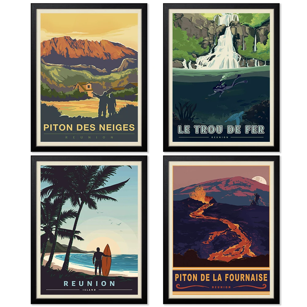 Картины на холсте с изображением французского острова Реюньон во Франции пейзаж