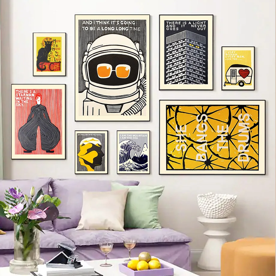 

Music Cats Kanagawa David Bowie Original Smith Wall Art Canvas Painting Nordic Poster Print Wall Pictures For Living Room Decor