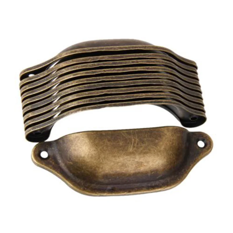 

10PCS Iron Antique Brass Cupboard Cabinet Drawer Knob Furniture Shell Pull Handles With 20PCS Screws Home Door Accessories