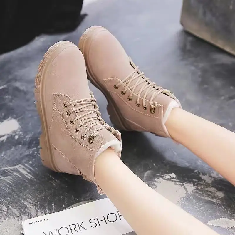 Новинка Осень зима 2019 ботинки мартинсы бордовая обувь корейские зимние дикая