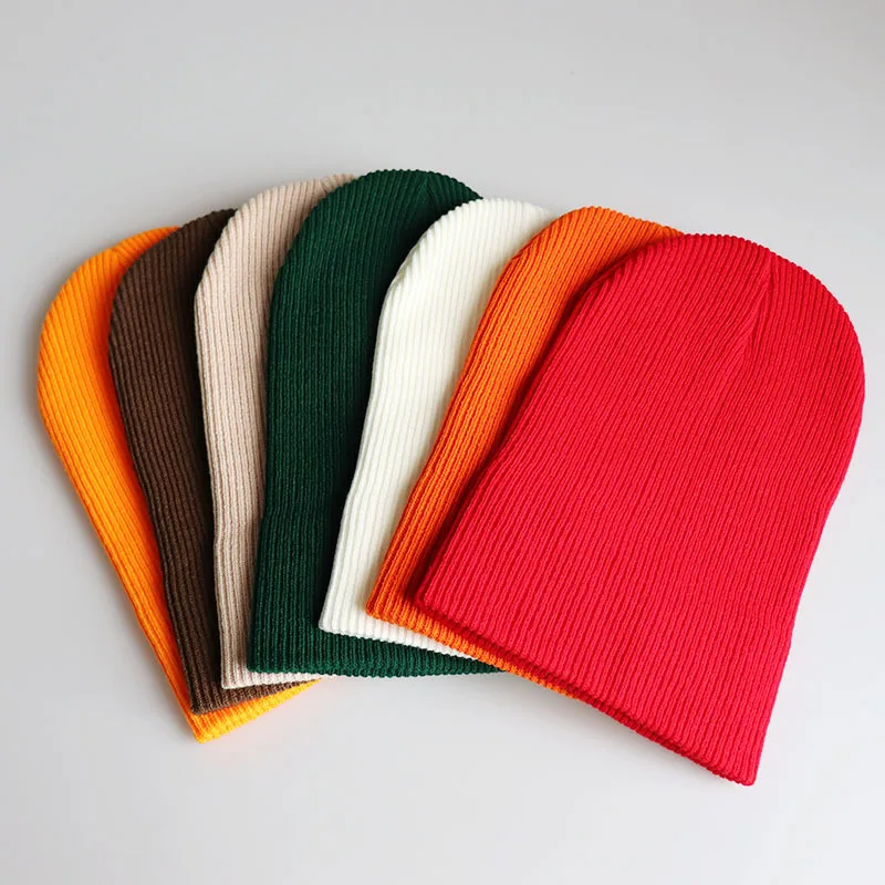 

European And American Adult Long Solid Color Light Board Knitted Cap Pullover Warm Hip Hop Hat Ski Hat Wool Helmet