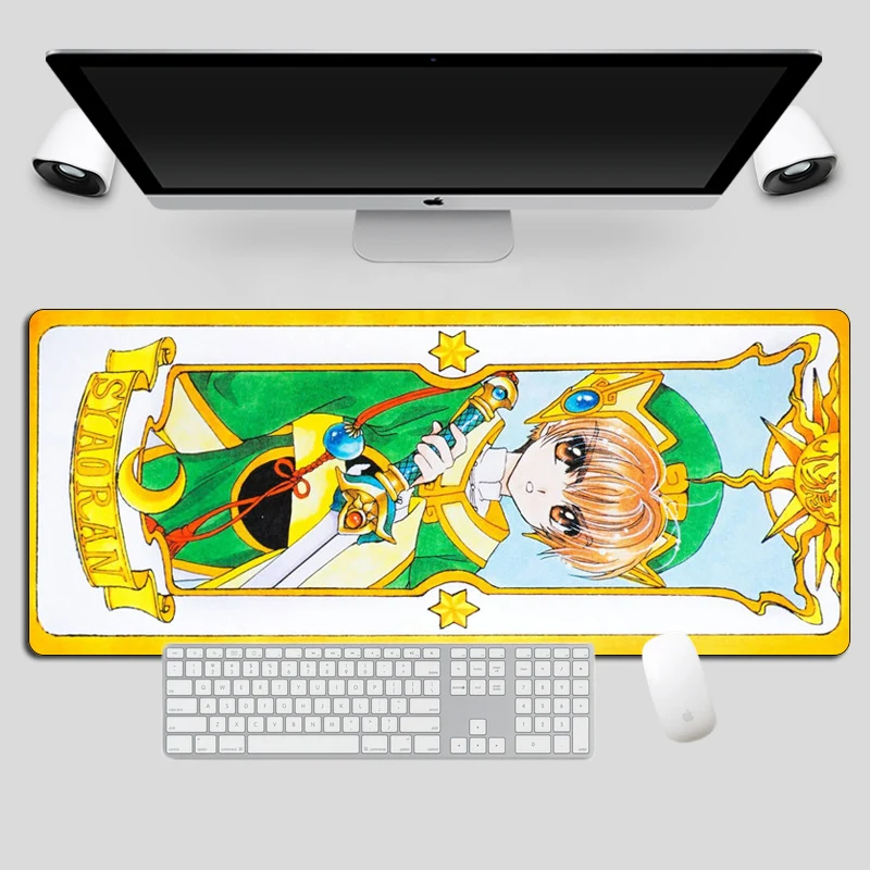 anime mouse pad gamer card captor sakura large otaku gaming mousepad locking edge cartoon xl laptop computer desk keyboard mat free global shipping
