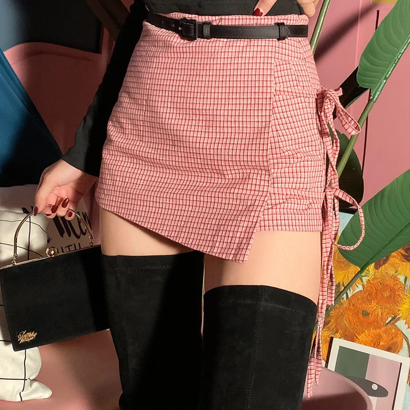 Новинка 2019 французские винтажные милые розовые клетчатые шорты юбки пикантные