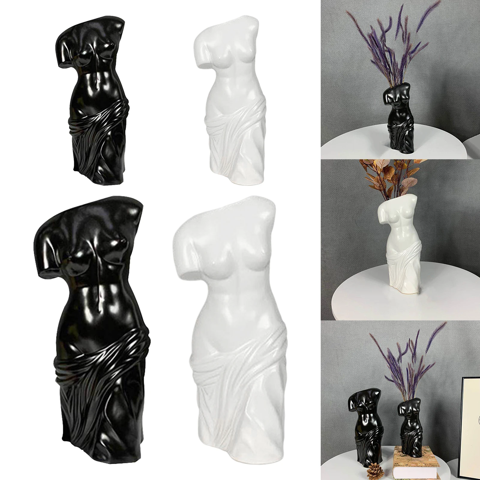 

Ceramic Human Body Flower Vase Planter Pot Office Desktop Statue Ornaments