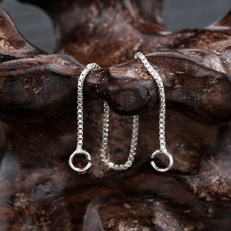925 Sterling Silver Earring Line Connector Chains 2 3 4 5 6 7 9 10cm Dangle Ear Extension Chains With Open Rings DIY Jewelry