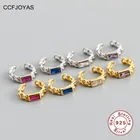 CCFJOYAS серьги-Клипсы из стерлингового серебра 925 пробы в форме цепи Европейская и американская мода квадратные циркониевые ушные манжеты без пирсинга