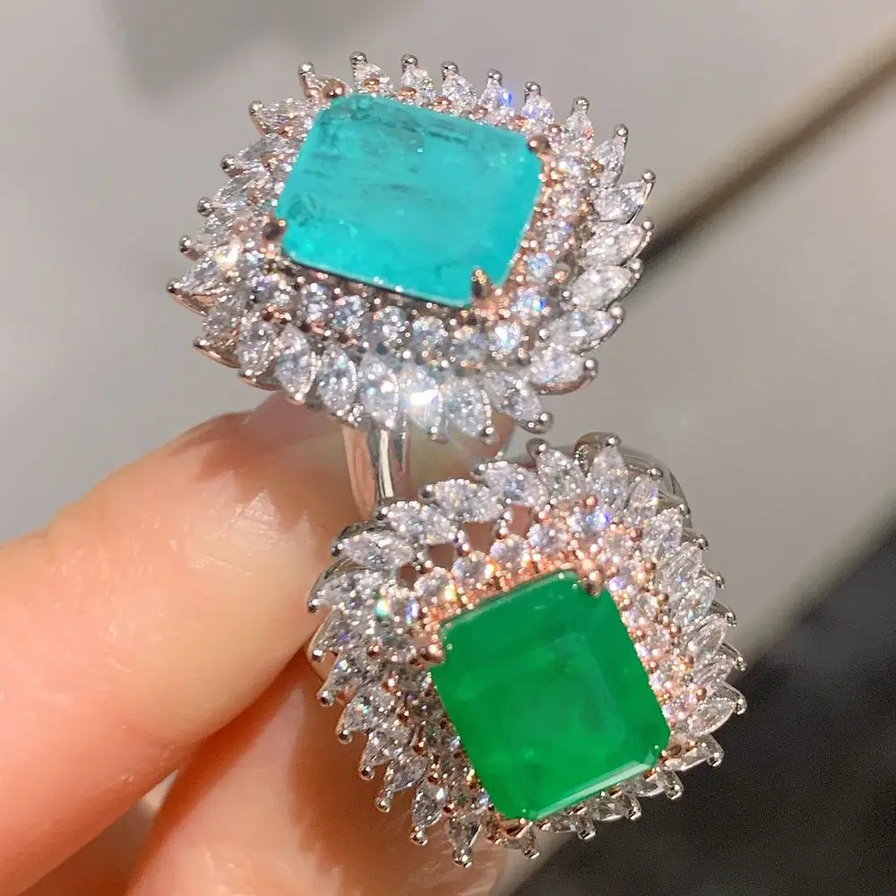 Создан озерно-голубой Турмалин Параиба Изумрудное кольцо из драгоценных камней