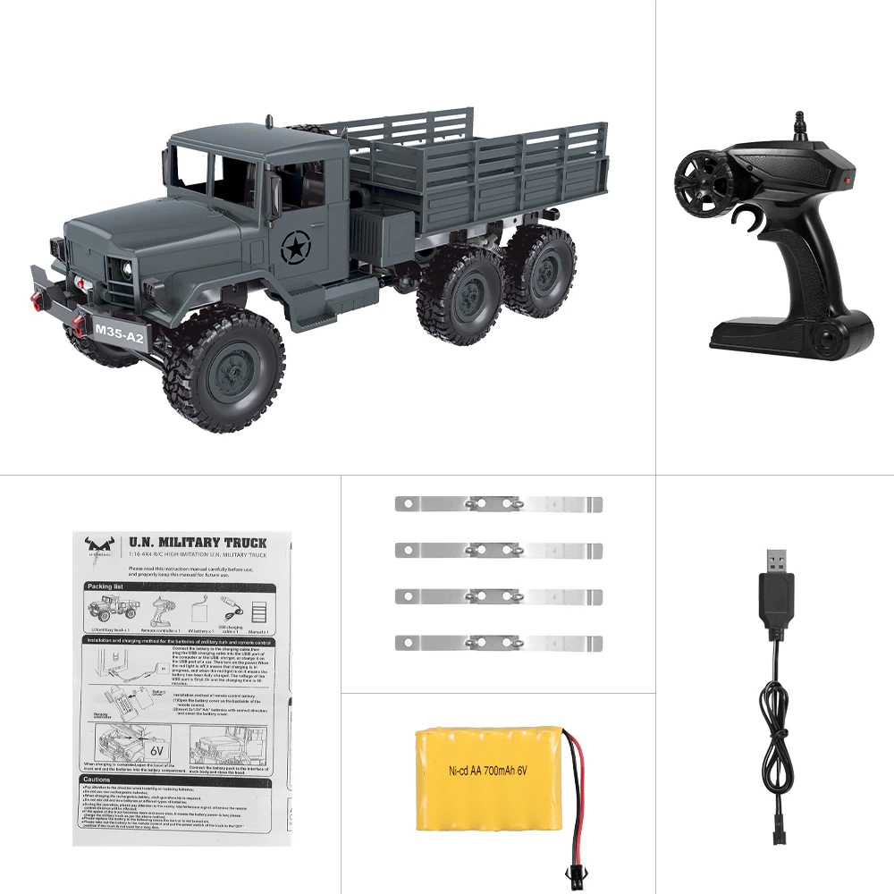

High Speed MN-77 1/16 Military Truck 2.4G 6WD Off-road Truck 12km/h Led Light RC Truck for Kids Adults RTR