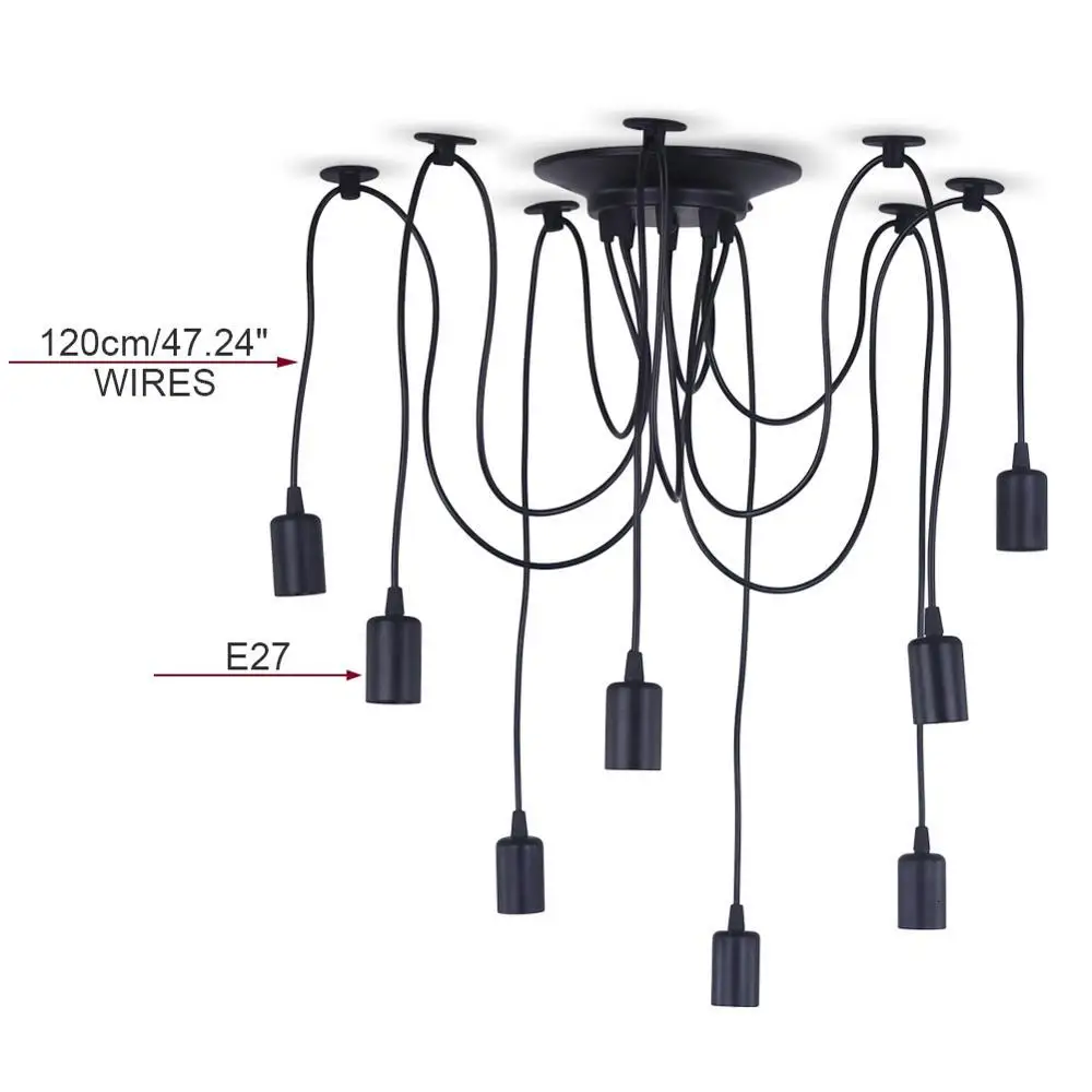 26 E Black Edison Bulbs Decorative Steel Material Pendent Light Bed Room Lighting Lustre Pendente lamparas de techo colgante | Лампы и