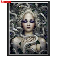5d diy full square round drill white snake woman diamond painting cross stitch diamond embroidery picture living bedroom decor