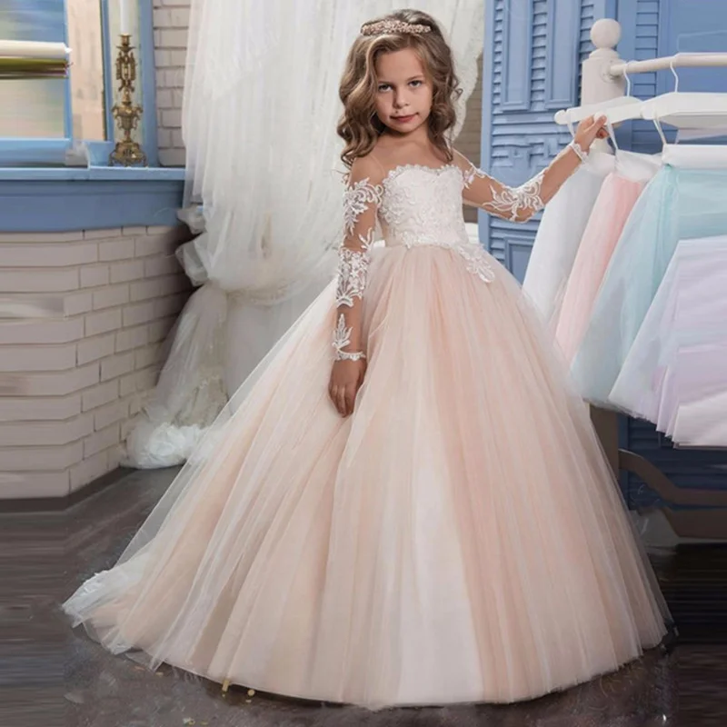 Picture style Платья с цветочным узором для девочек с золотыми блестками Пышное Тюлевое платье для свадьбы без рукавов, торжественные платья для первого причастия детские платья для дней рождения - Цвет: Picture style