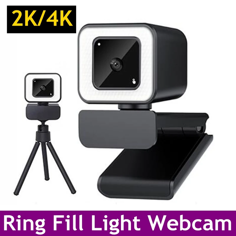 

Ring Light Webcam 4K Full HD 2K 1080P Web Camera Fill Light For PC Computer Laptop Video USB Autofocus WebCam With Microphone