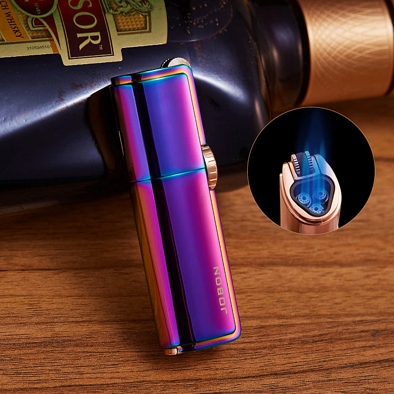 

Jobon Triple Torch Lighter Metal Windproof Butane Flint Lighter 3 Nozzle Barbecue Cigar Spray Gun Gadget Man