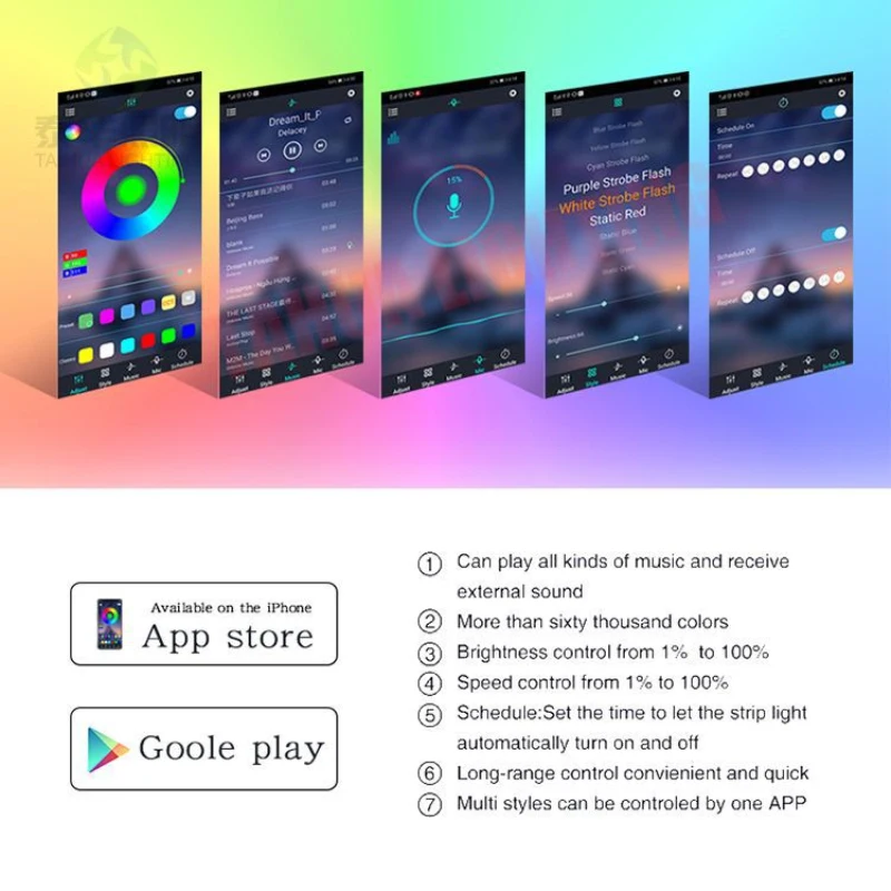 Светодиодный светильник 5050 + RGB Смарт Bluetooth мобильный телефон приложение пульт