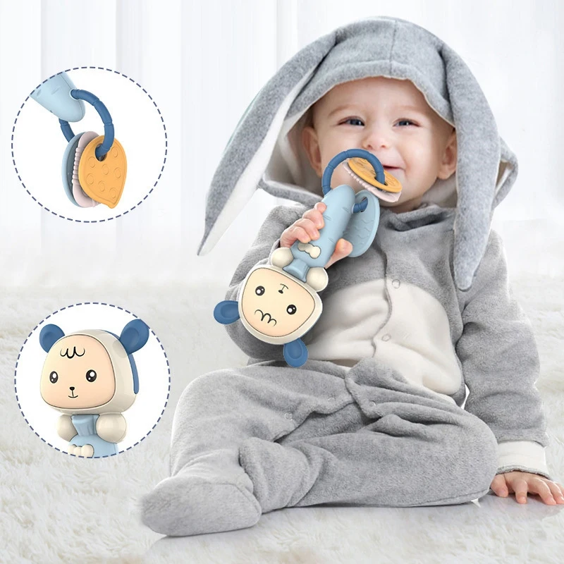 

Infant Rattle Soft Rubber Hand Bell Cartoon Rabbit Teether Shaking Jingle Game Early Educatioanl Toys for Baby