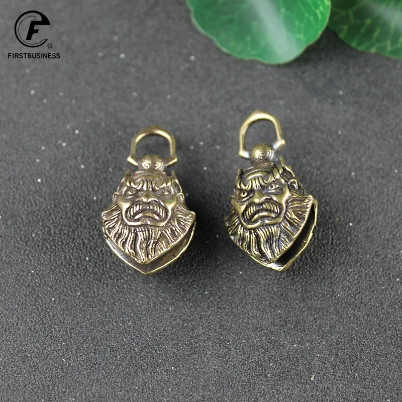 Винтажный медный китайский мифический символ Чунг Куэль звонок на ключах-карманниках, ретро-латунь, избегая зла, Фэн Шуй оберег для мужчин-брелок для ключей на машине.