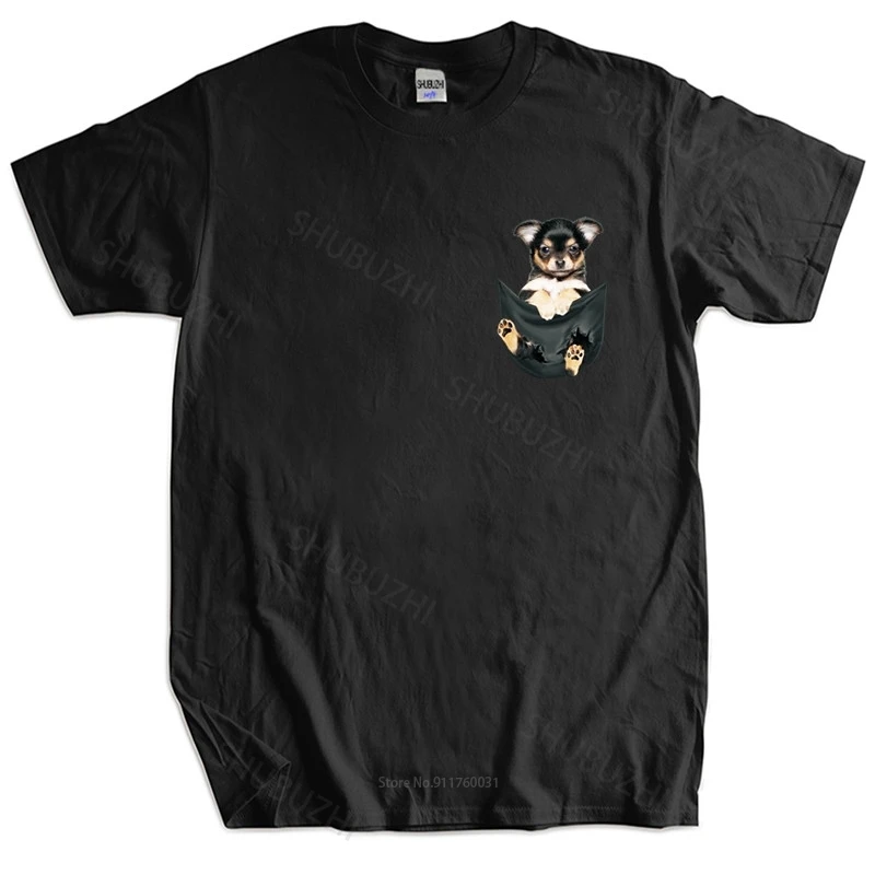 Футболка мужская с карманами внутри чихуахуа Модная хлопковая тенниска