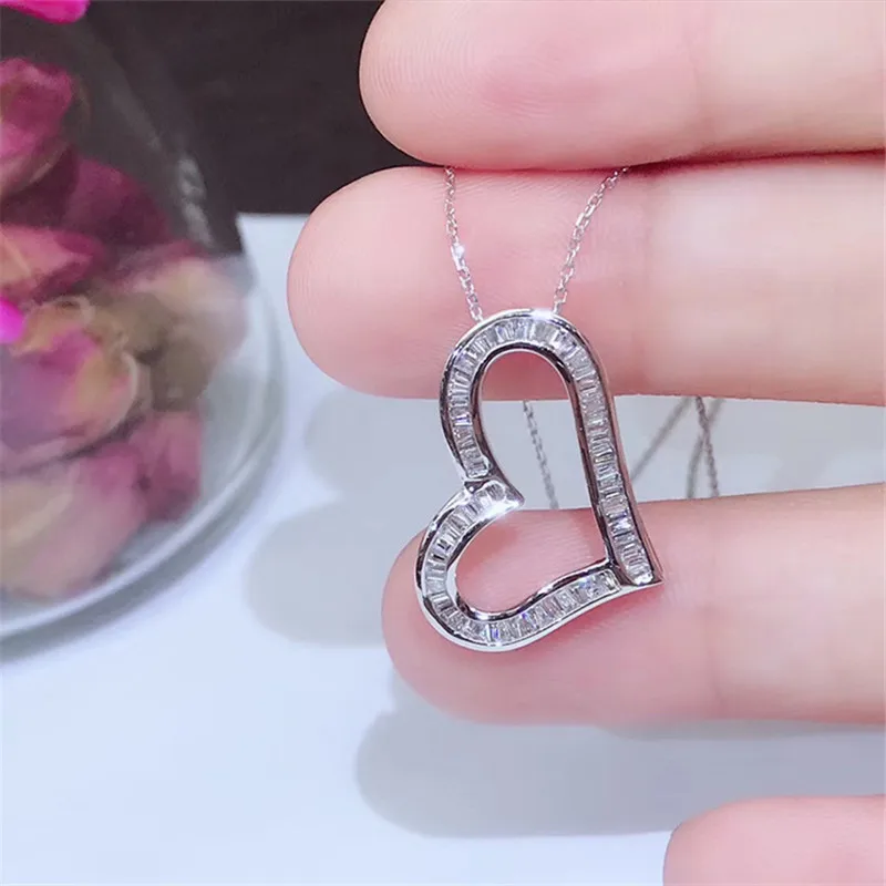 Сердце любовь 100% 925 серебряный бриллиантовый кулон Cz обручальные свадебные