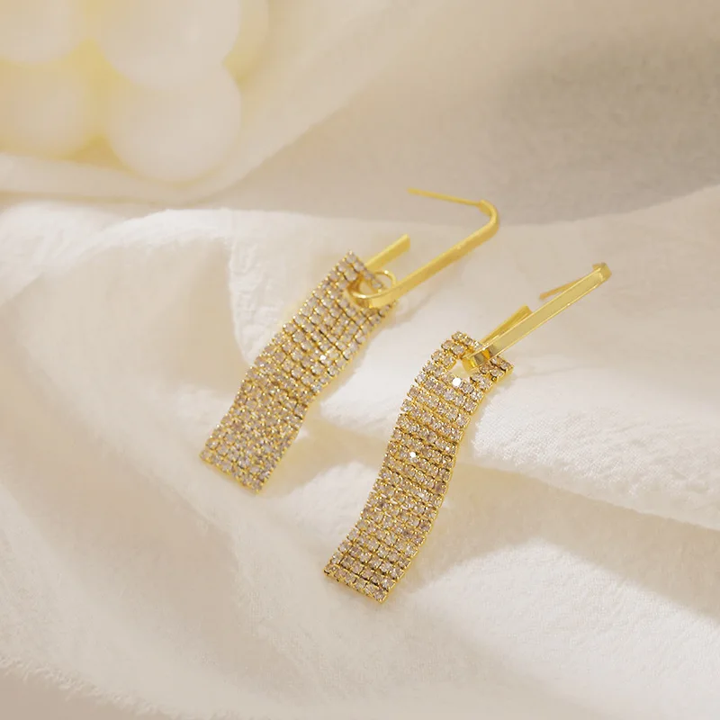 

New Luxury Rhinestone Crystal Long Tassel Earrings for Women Bridal Drop Dangling Earrings Party Wedding Jewelry Gifts