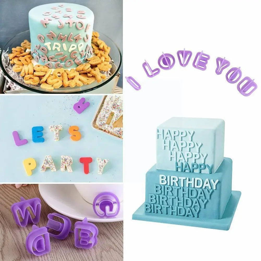 

40 шт./комплект, алфавит для торта, пластиковые буквы, искусственные помадки, инструменты для выпечки, резак, форма для торта, номер B2v1
