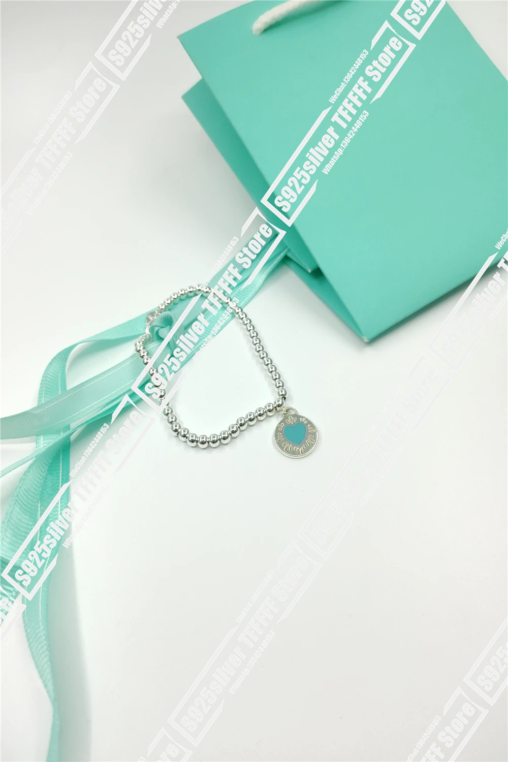 

1-1 / S925 round bead bracelet with 4 mm/round label love anniversary gifts for men and women