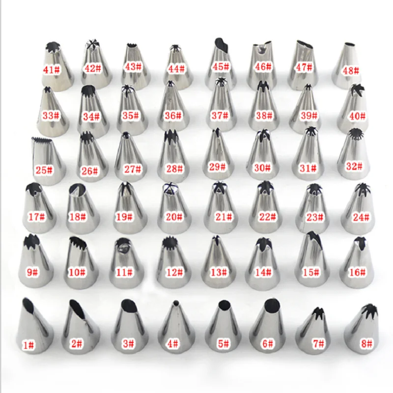 

48Pcs/set High Quality Stainless Steel Piping Nozzles Pastry Cream Pipette Cake Baking Tools Cookie Cake Pastry DIY tool
