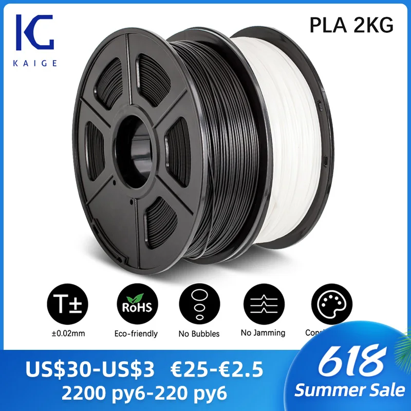 

KAIGE PLA 3D Printing Filament 1.75mm 2KG Tolerance +/-0.02mm Plastic Pla Non-toxic High strength 3D Printing Materials