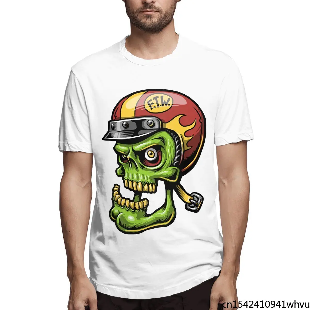 

Green Zombie Skull Cool Hip Hop Lycra Summer 3D Printed Punk T-Shirt Trend New Men Short Sleeve