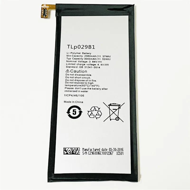 3 84 V 3000mAh TLp029B1 для батареи Alcatel Flash Plus 2 FL02|Аккумуляторы мобильных телефонов| |