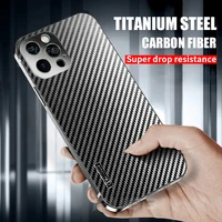 luxury titanium metal bumper carbon fiber case for iphone 13 12 pro max 13pro ultra thin shockproof full camera protection cover