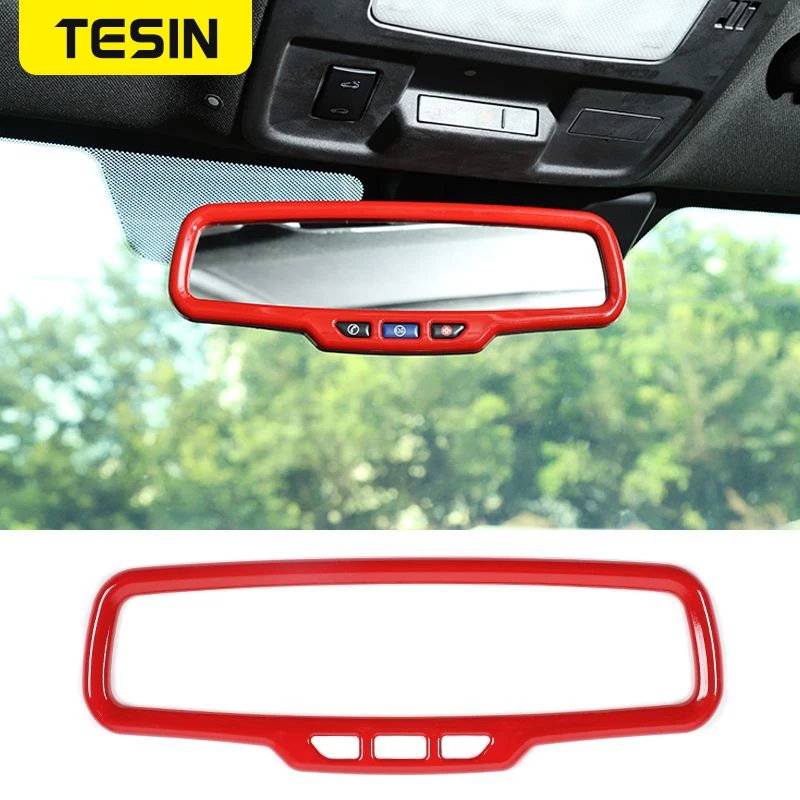 

TESIN Car Interior Rearview Mirror Decoration Frame Cover Stickers for Chevrolet Camaro 2010 2011 2012 2013-2015 Accessories